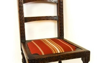 Antique Jacobean Style Upholstered Side Chair