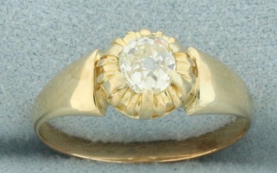 Antique Old Mine Cut Diamond Ring in 14k Yellow Gold