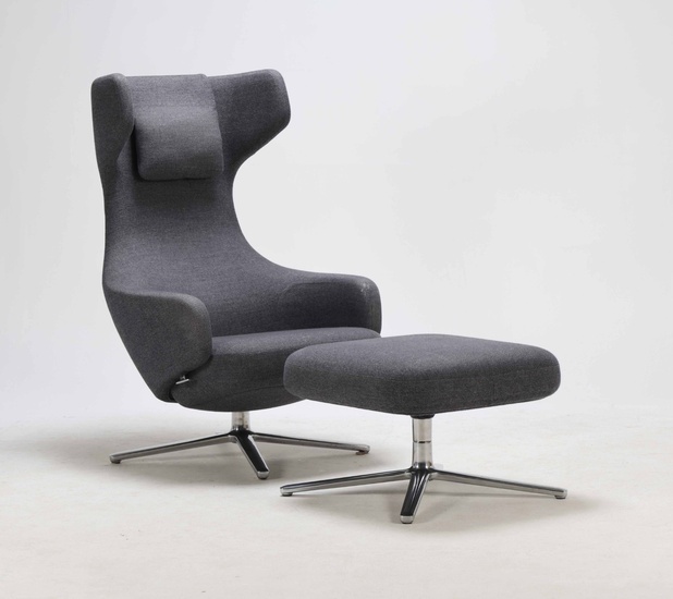 Antonio Citterio for Vitra: Armchair with stool, model Grand Repos (2)
