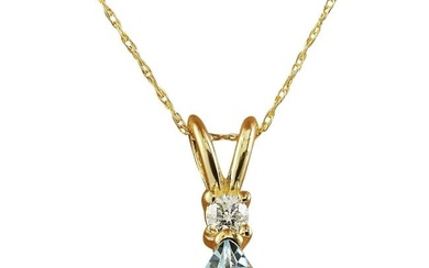 Aquamarine Diamond Necklace 14K Yellow Gold