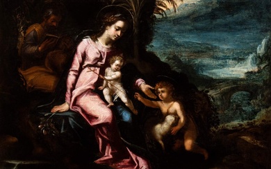 Artista ferrarese, fine XVI inizio XVII secolo () Sacra Famiglia con San...