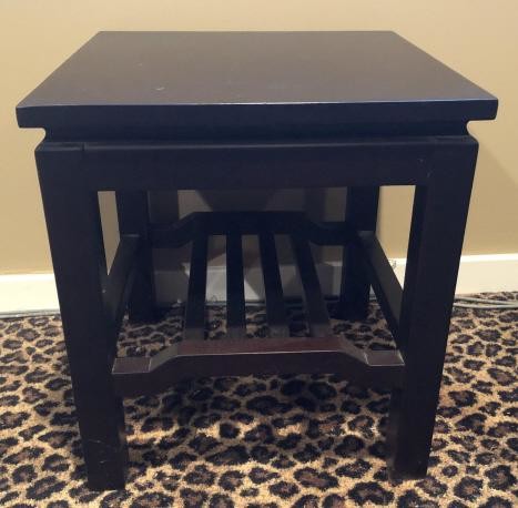 Asian Style Carved Painted Side Table