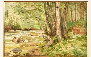 Auguste ALLONGÉ (1833-1898) Rivière en forêt... - Lot 20 - Osenat