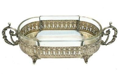 Austrian Silver Glass Double Twin Footed Bowl