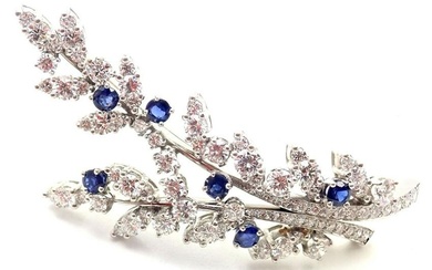 Authentic! Vintage Tiffany & Co. Platinum Diamond Sapphire Flower Pin Brooch