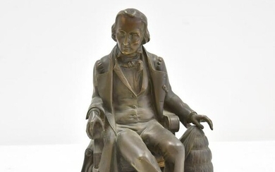 BRONZE SCULPTURE OF SEATED JAQUART
