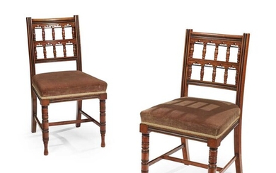 BRUCE JAMES TALBERT (1838-1881) FOR JAMES LAMB, MANCHESTER PAIR OF AESTHETIC MOVEMENT SIDE CHAIRS, CIRCA 1880