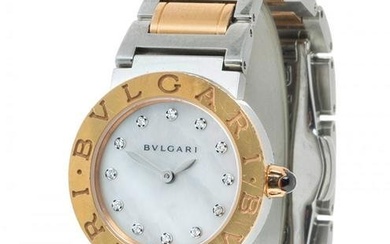 BVLGARI lady watch model BBLP26SG, n. L04XX. In steel and 18kt yellow gold. Mother of pearl dial