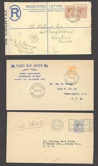 Bahamas Covers and Cancellations A King George VI group of covers (30) including registered env...