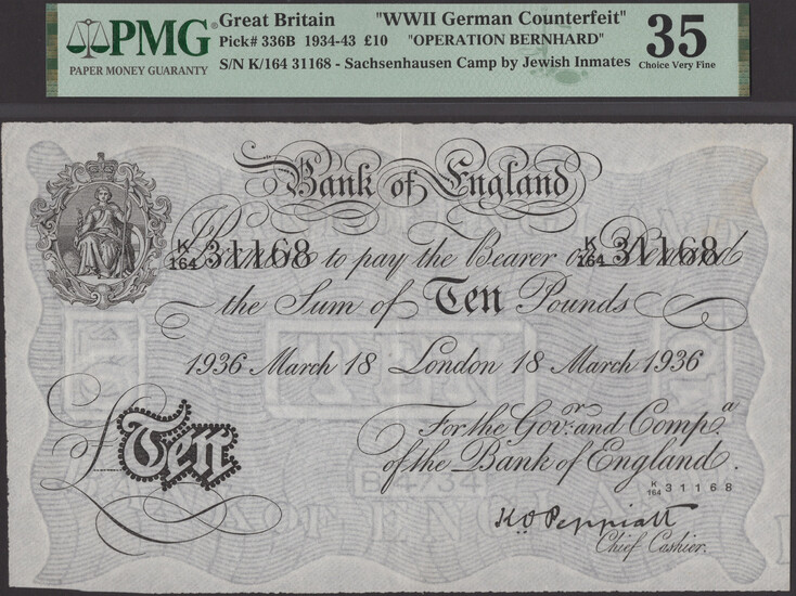 Bank of England, Kenneth O. Peppiatt, Operation Bernhard, £10, London, 18 March...