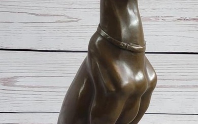 Barye Inspired Guardian Greyhound Bronze Sculpture - 11" x 5"
