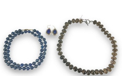 Beaded Necklaces and Lapis Earrings