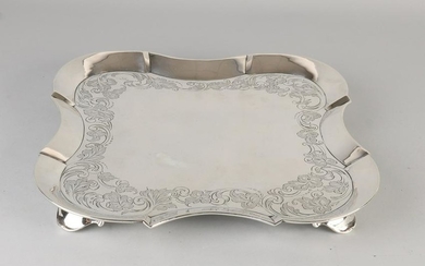 Beautiful silver salver, 833/000, with engraving.