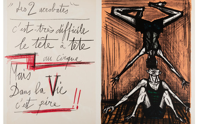 Bernard Buffet (1928-1999), Les 2 Acrobates; Le Monocycle, from Mon Cirque (Two Works) (1968)
