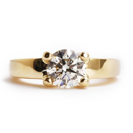 Bodil Binner: A diamond solitaire ring set with a brilliant-cut diamond weighing app. 1.51 ct., mounted in 18k gold. L/VVS. Triple exellent-cut.