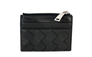 Bottega Veneta Intrecciato Black Leather Credit Card Case