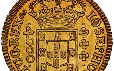 Brazil: , Jose I gold 4000 Reis 1775-(L) UNC Details (Cleaned) NGC,...