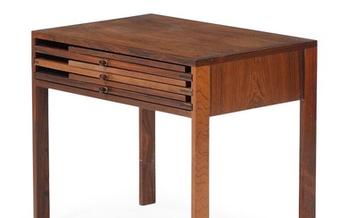 Brazilian rosewood side table with three folding/nesting tables. Model 278. Manufactured and...