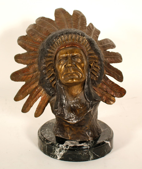 Bronze Bust of Native American Chief 101079