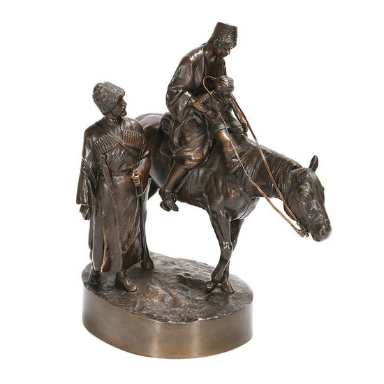 Bronze Sculpture “First Riding Lesson” by Albert Wolf