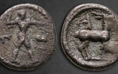 Bruttium. Kaulonia circa 475-425 BC. 1/6 Nomos AR