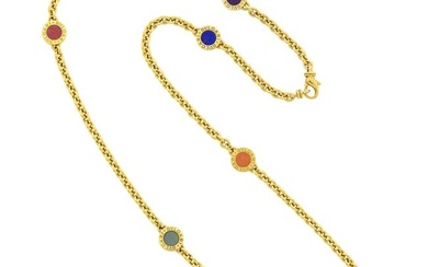 Bulgari Long Gold and Hardstone Chain Necklace