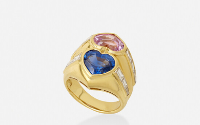 Bulgari, Pink and blue sapphire ring