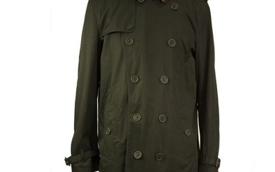 Burberry BRIT Men's Cotton Black Trench Jacket Check Lining Coat size XL