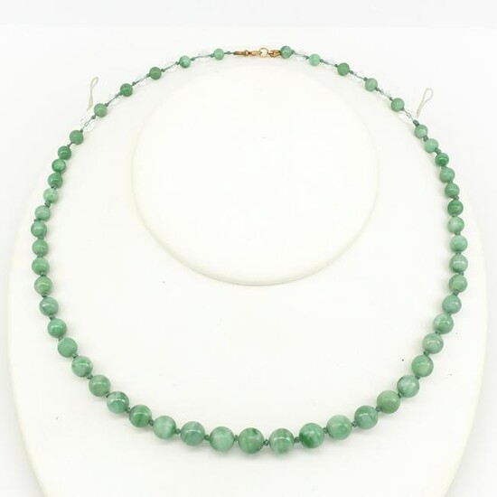Burmese jade bead & crystal necklace