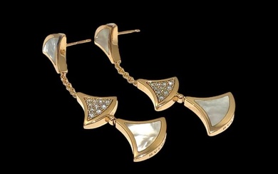 Bvlgari DIVAS' DREAM Mother of Pearl and Diamond Rose Gold Drop Earrings