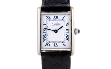 CARTIER - a lady's silver Must De Cartier Tank wrist watch.