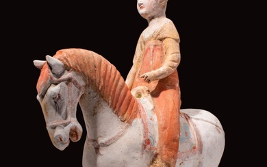 CHINESE TANG DYNASTY HORSE AND FEMALE RIDER