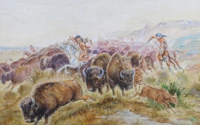 C.M. Russell Attr.: Buffalo Hunt
