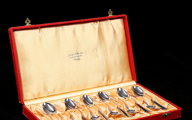 COFFEE SPOONS IN CASE, 12 pcs, silver, 1950s.