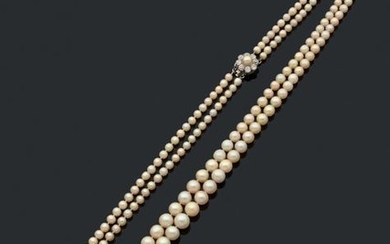 COLLIER DOUBLE RANGS "PERLES FINES" Chute...
