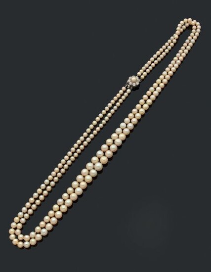 COLLIER DOUBLE RANGS "PERLES FINES" Chute...