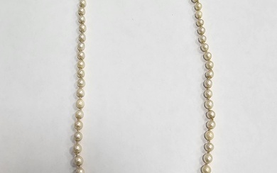 COLLIER de perles de culture, fermoir en or jaune 750° Poids brut: 18.4g