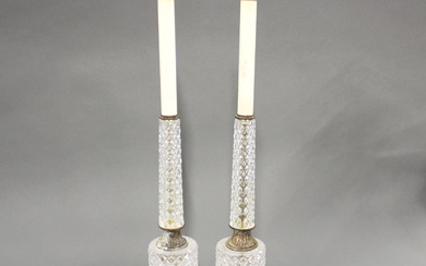 CRYSTAL AND ONYX TABLE LAMP BASES.