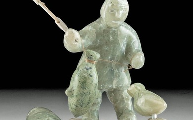 Canadian Inuit Stone Hunting Scene, by Lucy Mapsalak