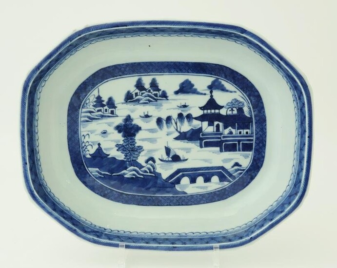 Canton Rectangular Vegetable Bowl, 19th Century