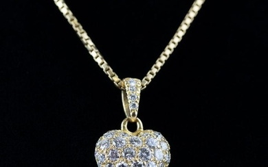 Cartier 18k & Diamond Puffy Heart Pendant w Chain