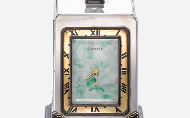 Cartier, Enamel and jadeite desk timepiece, 1920s