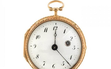 Catalino pocket watch. White dial, breguet type hands ,arabic numerals. Back with painted enamel