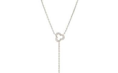 Chanel Camelia Sculpte Lariat Necklace 18K White Gold with Diamonds and Agate