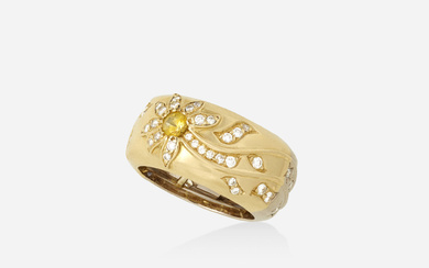 Chanel 'Comète' sapphire, diamond, and bicolor gold ring