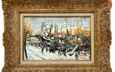 Charles GLEIZE dit Charles MALLE (1935-2023) Les quais de Seine à Paris Huile sur toile...