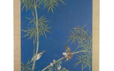 Chinese Blue-Ground Painting attributed to Zhou Yigui