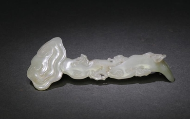 Chinese Carved White Jade Ruyi, 18th-19th Century