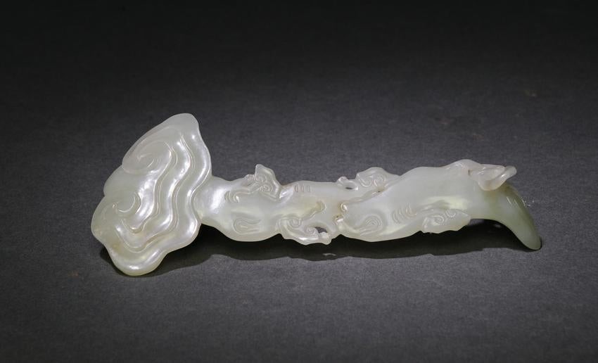 Chinese Carved White Jade Ruyi, 18th-19th Century