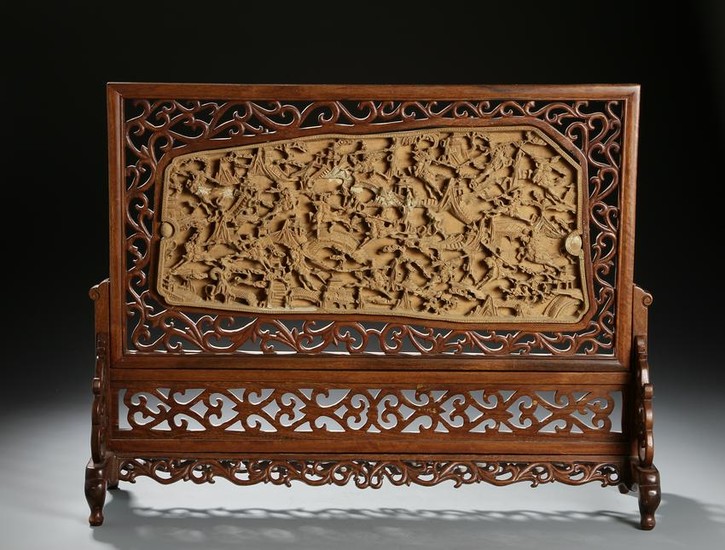 Chinese Carved Wood Table Screen